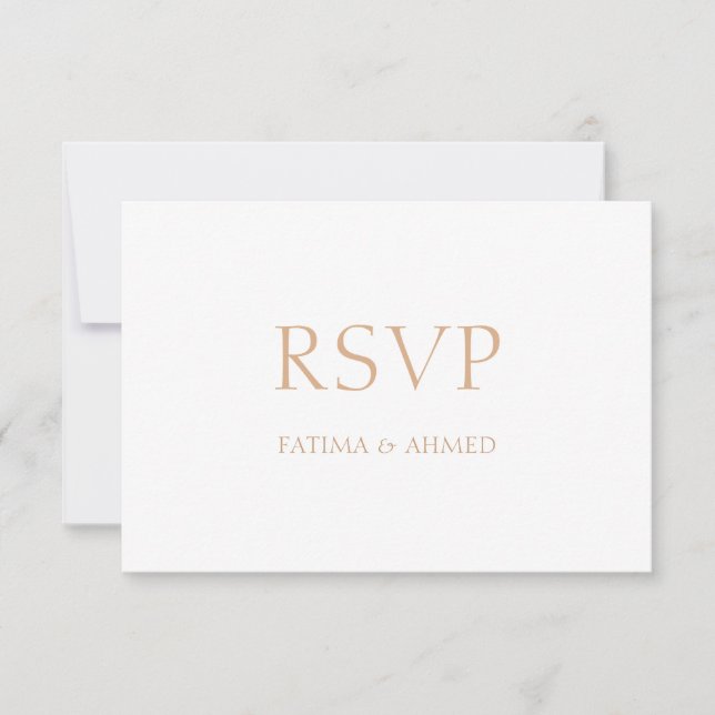 Cartão RSVP de Casamento Mínimo Branca Elegante (Frente)