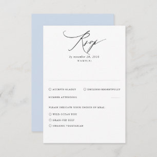 Cartão RSVP de Casamento Mínimo Dusty Blue Modern