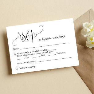 Cartão RSVP de Casamento Mínimo Simples Manuscrito