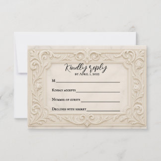 Cartão RSVP de Casamento Místico Marble