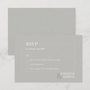 Cartão RSVP de Casamento Moderno de Cinza Granita