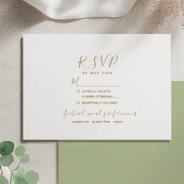 Cartão RSVP de Casamento Moderno Dourado Minimalis