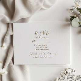 Cartão RSVP de Casamento Moderno Dourado Minimalis