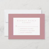 Cartão RSVP de Casamento Moderno Dusty Rosa Blush