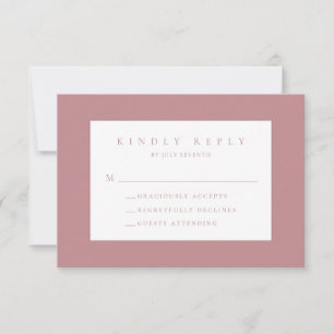 Cartão RSVP de Casamento Moderno Dusty Rosa Blush
