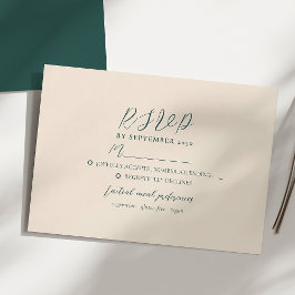 Cartão RSVP de Casamento Moderno Emerald Green