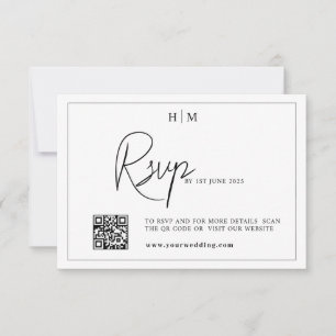 Cartão rsvp de casamento, monograma rsvp com códig