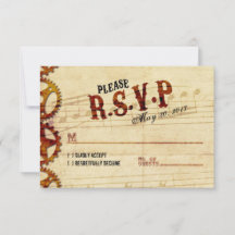 Cartão RSVP de Casamento Musical Steampunk