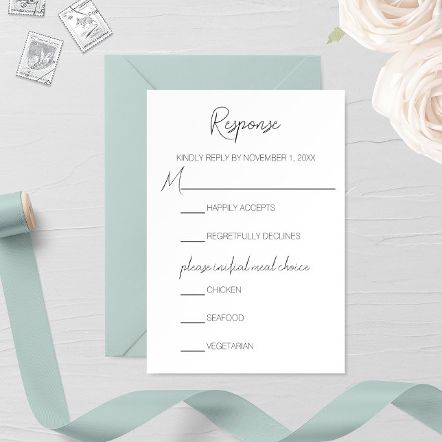 Cartão RSVP de Casamento Narciso Minimalista (Criador carregado)