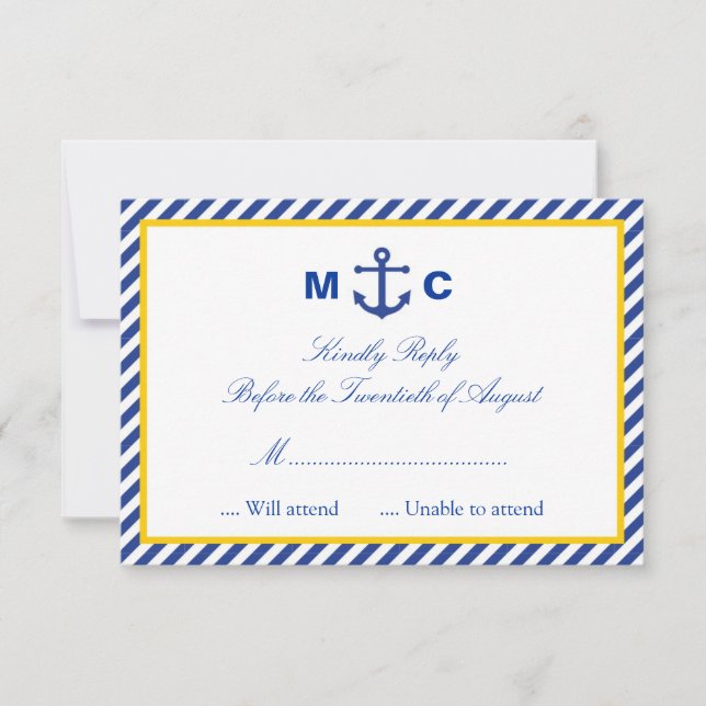 Cartão RSVP de Casamento Náutico (Frente)