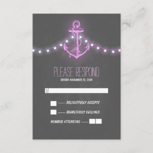 cartão RSVP de casamento náutico do quadro