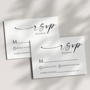 Cartão RSVP de Casamento Negro Branco Minimalista 