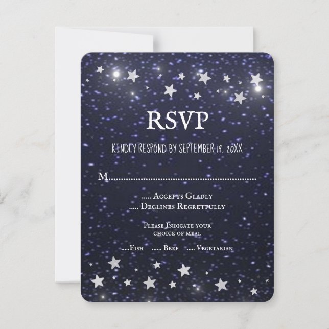 Cartão RSVP de Casamento noturno estrelado (Frente)