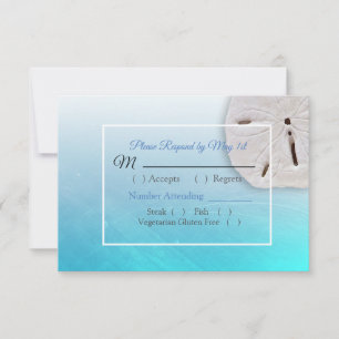 Cartão RSVP de Casamento Oceânico de Dólar Azul Aq
