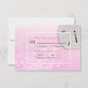 Cartão RSVP de Casamento Oceânico de Dólar Rosa