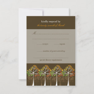 Cartão RSVP de Casamento outono Moderno da Florest