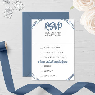 Cartão RSVP de Casamento Oval Azul Dusty