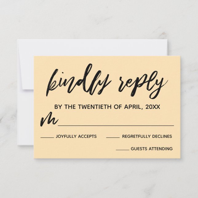 Cartão RSVP de Casamento Pálido de Escrita Manual  (Frente)