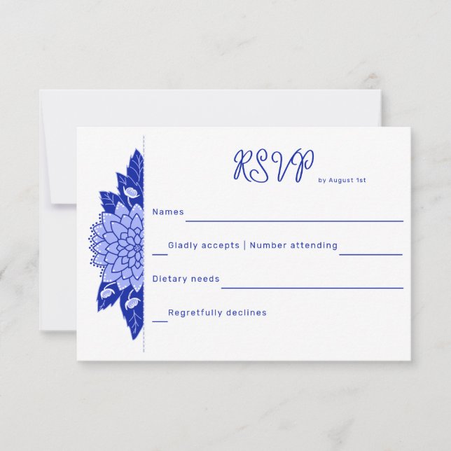 Cartão RSVP de Casamento Personalizado Dahlia (Frente)