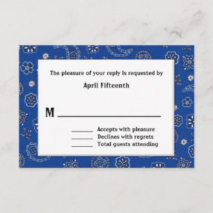 Cartão RSVP de Casamento Personalizado de Bandana 