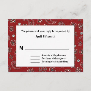 Cartão RSVP de Casamento Personalizado de Bandana 