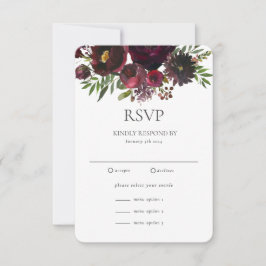 Cartão RSVP de Casamento Personalizado Floral da R