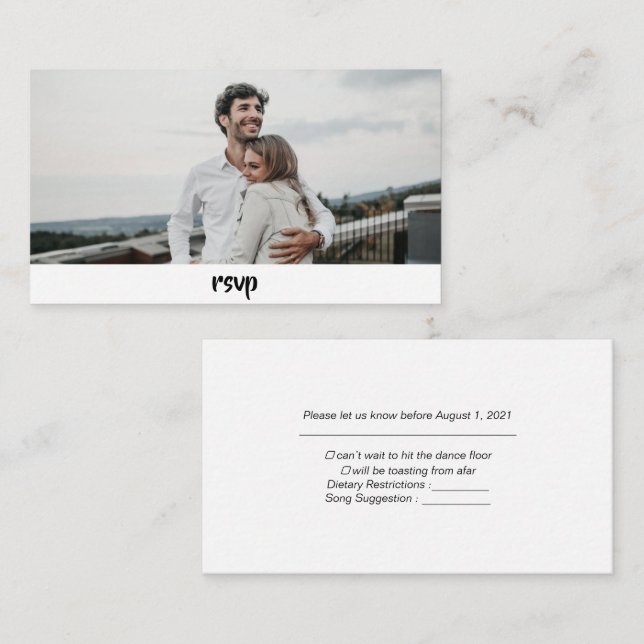 Cartão Rsvp De Casamento Personalizado Moderno (Frente/Verso)