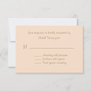 Cartão RSVP de Casamento Personalizado Pale Peach
