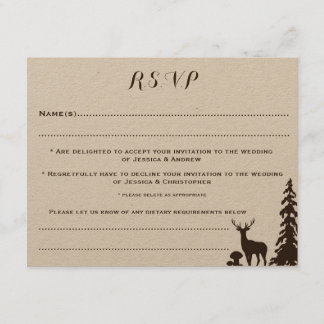 Cartão RSVP de Casamento Personalizado Woodland Br
