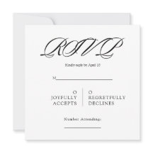 RSVP de Casamento Quadrado Minimalista Preto e Bra