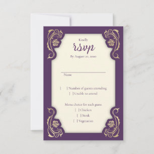 Cartão RSVP de Casamento Real de Rosas Real Mediev