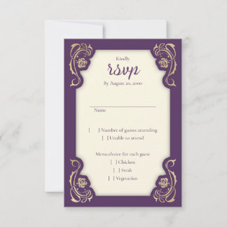 Cartão RSVP de Casamento Real de Rosas Real Mediev