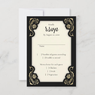 Cartão RSVP de Casamento Real de Rosas Real Mediev