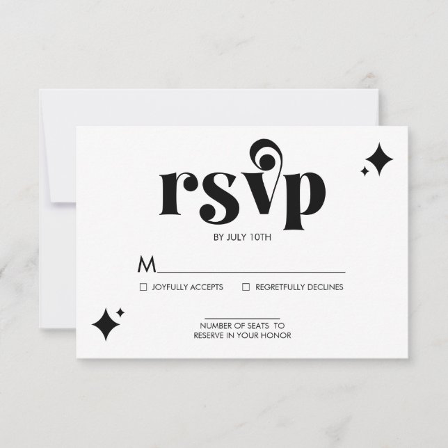 Cartão RSVP de Casamento Retroativo Simples e Mode (Frente)