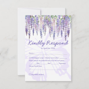 Cartão RSVP de Casamento Romântico Lilac Wisteria