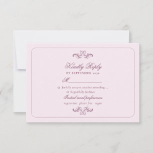 Cartão RSVP de Casamento Rosa Clássico