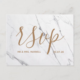 Cartão Rsvp de Casamento | Rosa de Script Marble B