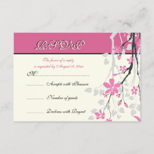 Cartão RSVP de casamento rosa do ramo Magnolia