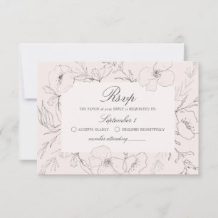 Cartão RSVP de Casamento Rosa Pink Blush Pink com 