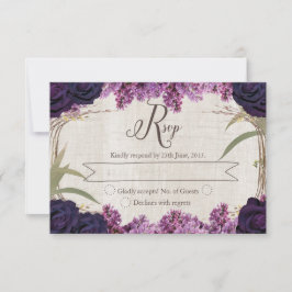 Cartão RSVP de Casamento Roxo Florestal Encantado