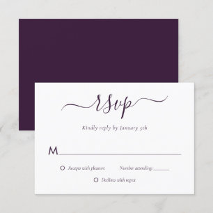Cartão RSVP de Casamento Roxo Moderno
