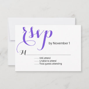 Cartão RSVP de Casamento Roxo Moderno