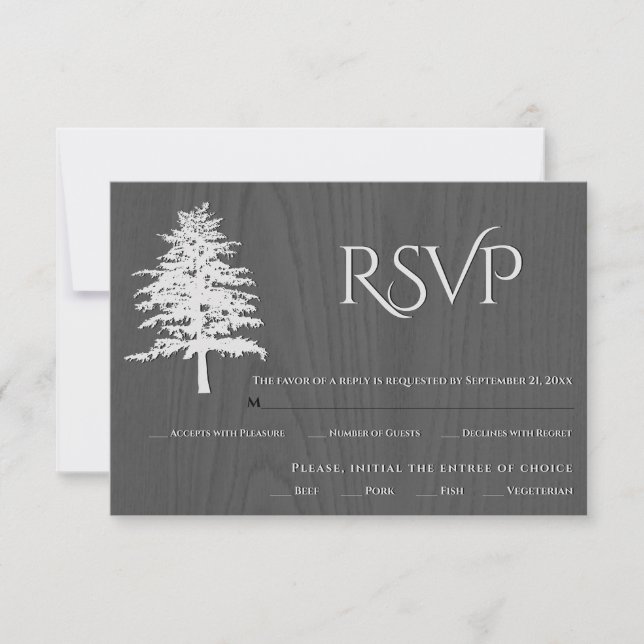 Cartão RSVP de casamento ruidoso para cinzas de ár (Frente)