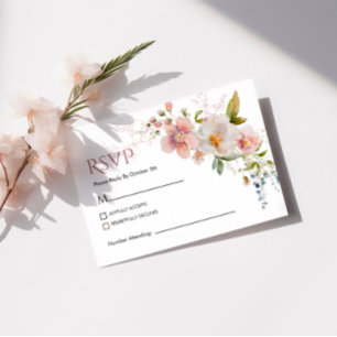 Cartão RSVP de Casamento Russo Elegante Flores Sel