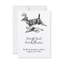 Cartão RSVP de Casamento Rustic Deer Woodland