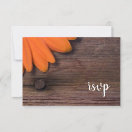 Cartão RSVP de Casamento Rustic Orange Daisy Ranch