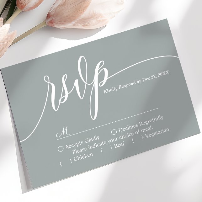 Cartão RSVP de Casamento Simples de Script Dusty S (Criador carregado)