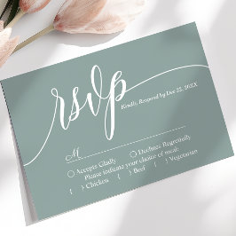 Cartão RSVP de Casamento Simples de Script Dusty T