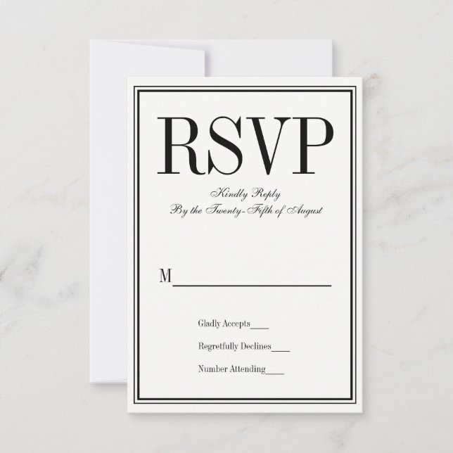 Cartão RSVP de Casamento Simples e Elegante (Frente)