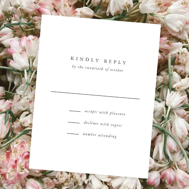 Cartão RSVP de Casamento Simples Elegante Clássico (Criador carregado)